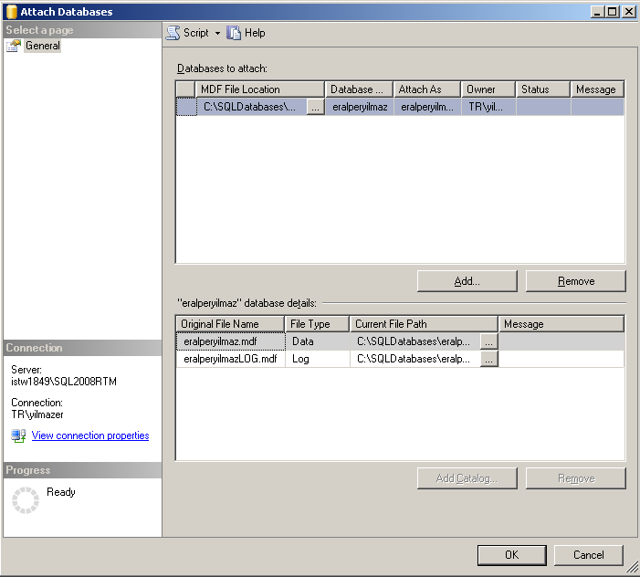 Ms Sql Server 2008 Attach Database Mdf File