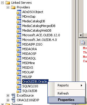 ... Allow inprocess option goto OraOleDB Oracle provider properties