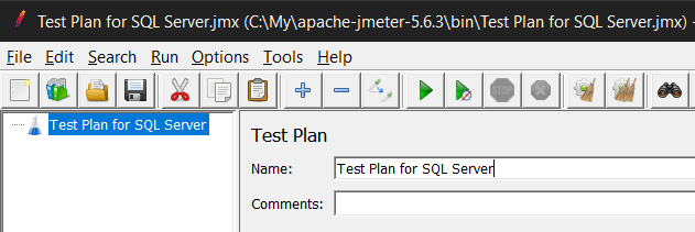 create test plan in JMeter for SQL Server connection