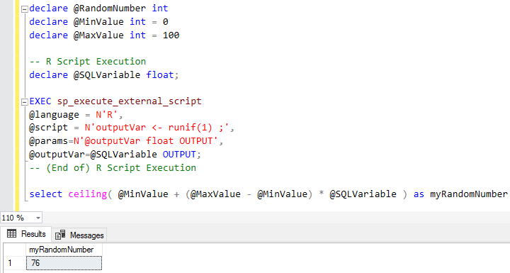 Generate Random Numbers Using R Script On SQL Server