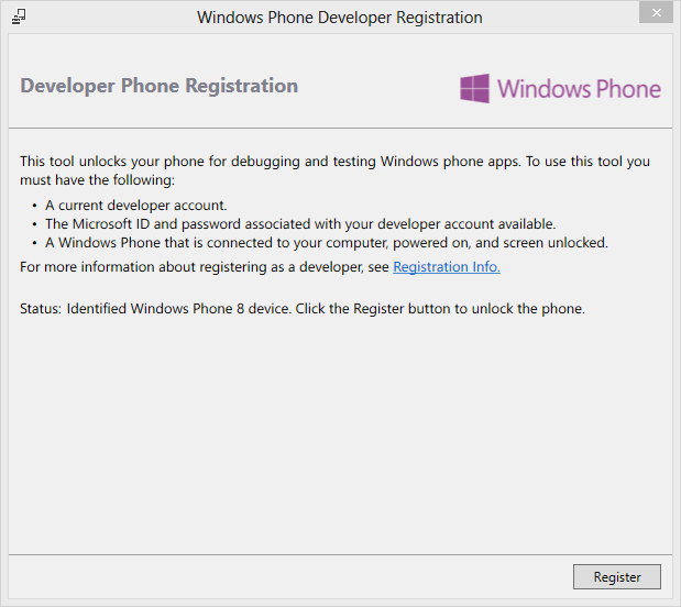Windows Phone Developer Registration