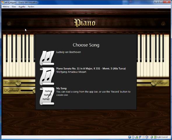 choose song to play with Piano in Windows 8