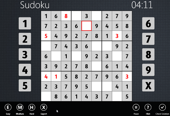 Sudoku games difficulty levels for Windows 8 users