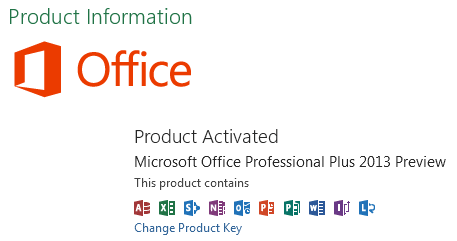 Microsoft Office 2013 product activation