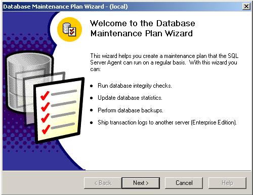 SQL Server Maintenance Plan wizard