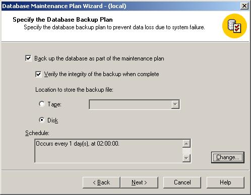 SQL Server database backup