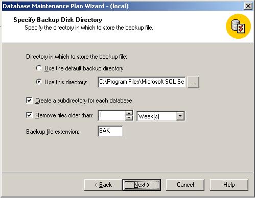 SQL Server database backup disk