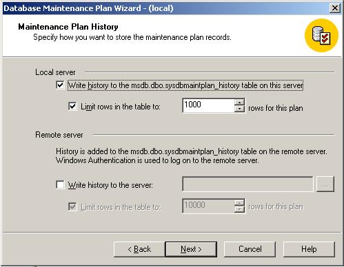 SQL Server Maintenance Plan history