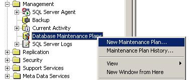 Create new Maintenance Plan for SQL Server