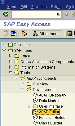 ABAP Editor from SAP Menu