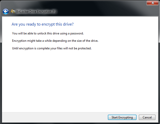 Windows BitLocker Encrypt Drive