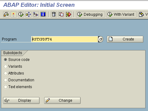 abap-editor-se38-screen-run-rstxpdf4-program-for-generate-pdf-file