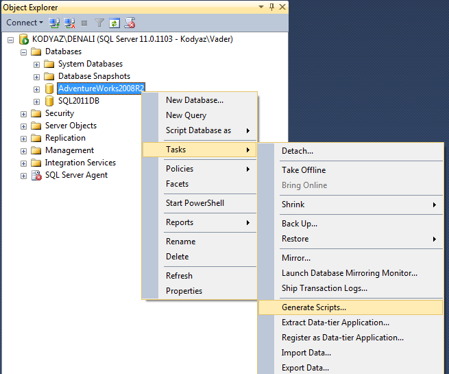 SQL Server 2012 tools Generate Scripts to script data