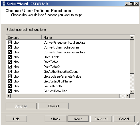 sql script database objects like user-defined functions