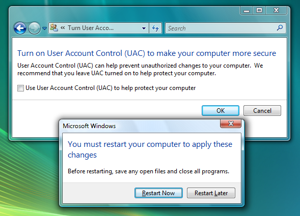 Uac disabled