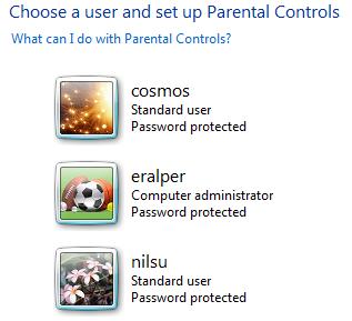 Setup Parental Controls for user