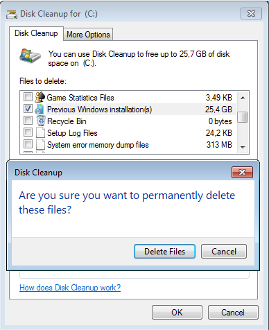disk cleanup permanently delete confirmation