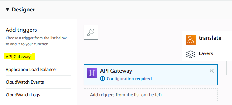 trigger Amazon Lambda function from API Gateway