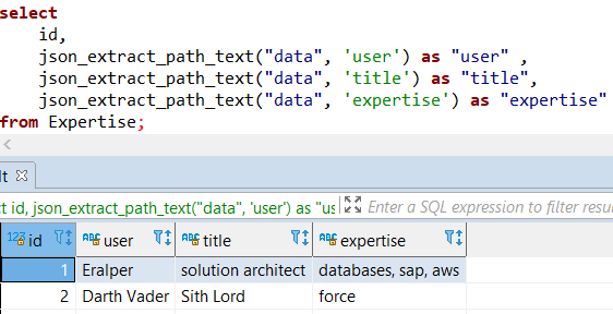 json query example sql