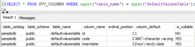 redshift select into temp table