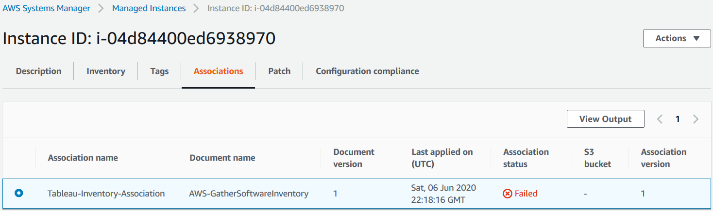 AWS managed instance association executions