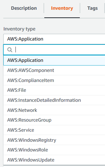 AWS Managed Instance inventory types