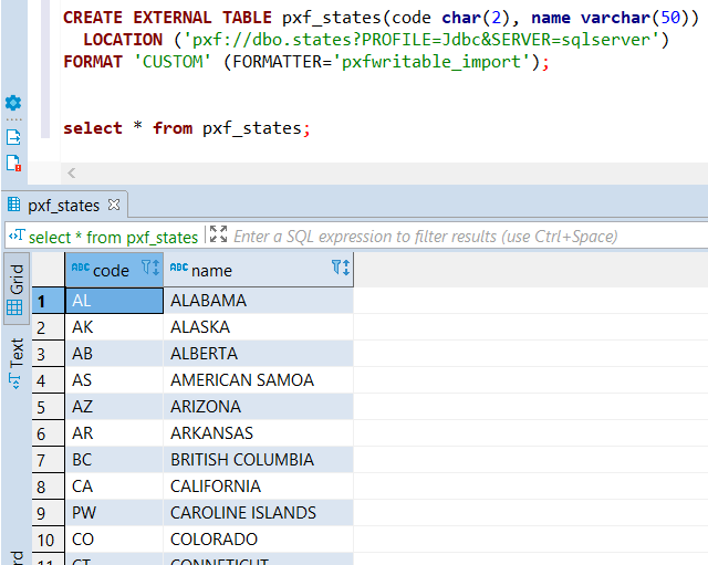 Pivotal Greenplum external table from SQL Server