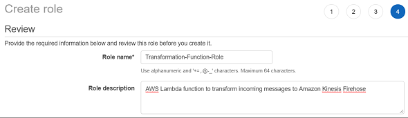 review and name your new AWS IAM role