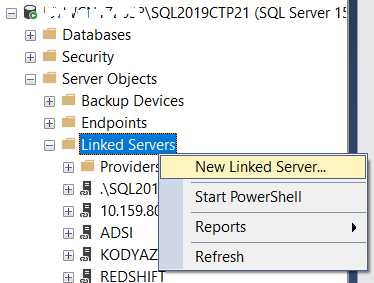 create linked server on SQL Server to Redshift