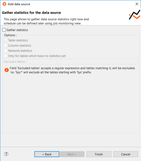 gather statistics for Data Virtuality data source connection