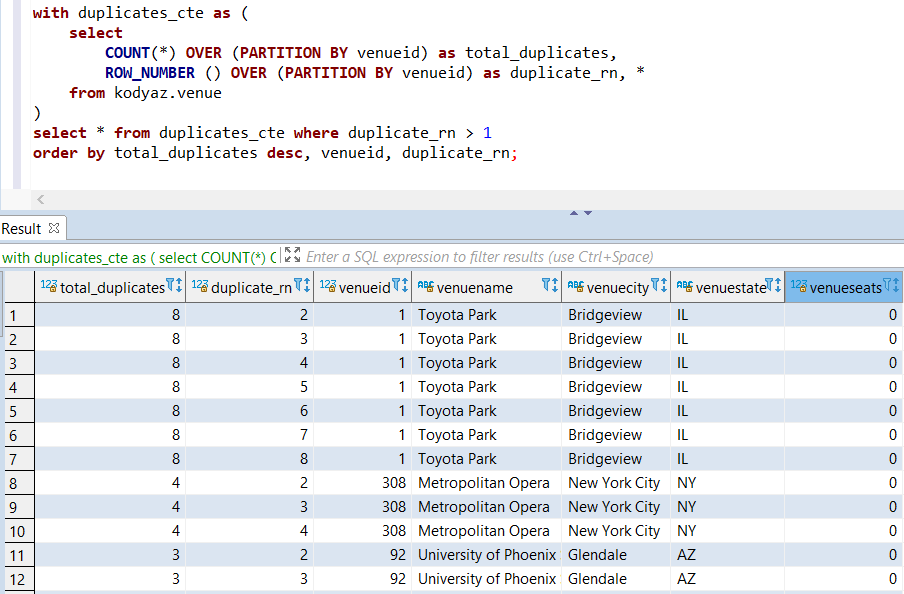 Sql using rows