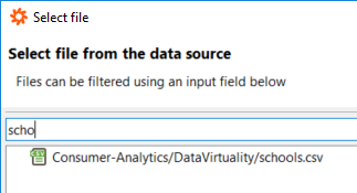 select file from Amazon S3 data source