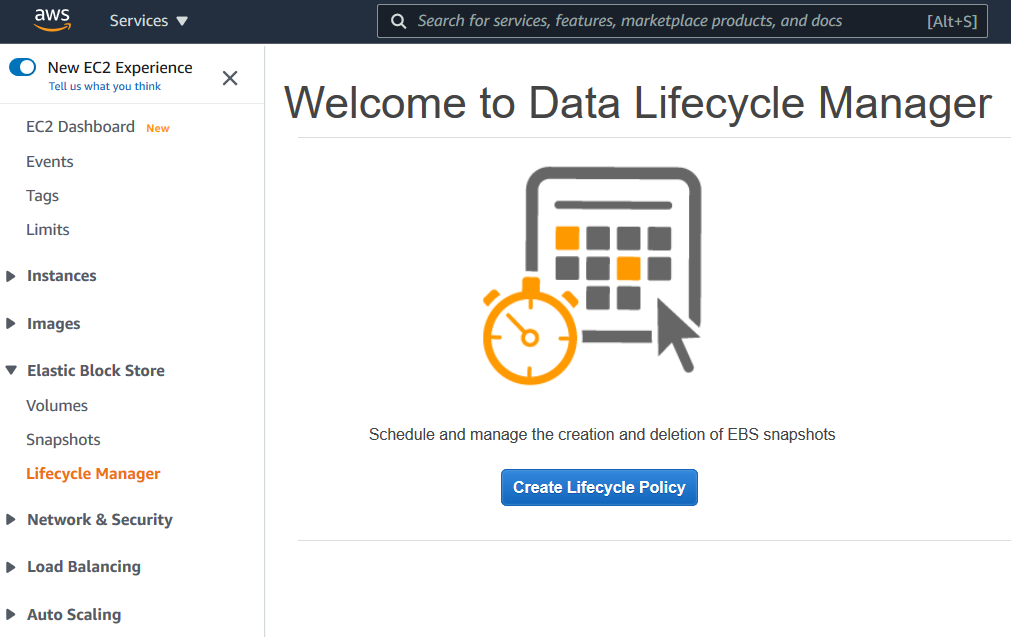Amazon Data Lifecycle Manager for automatic snapshot creation