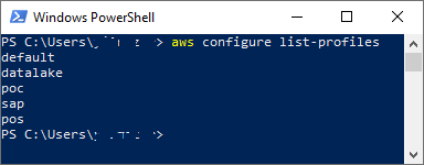list named profiles using AWS CLI tool