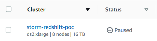 Amazon Redshift cluster in paused status
