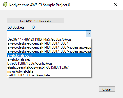 Amazon S3 Simple Storage Service call to list S3 buckets