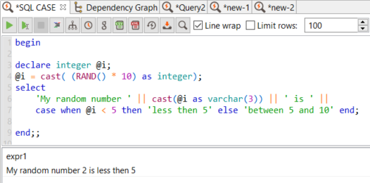 SQL Case statement sample for Data Virtuality developer