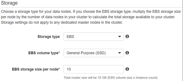Amazon Elasticsearch storage type
