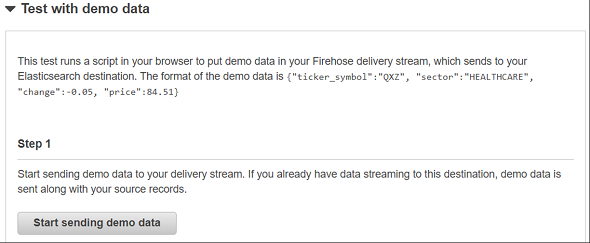 test Kinesis Firehose delivery stream with demo data