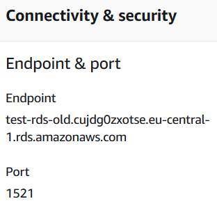 Amazon RDS for Oracle endpoint and port
