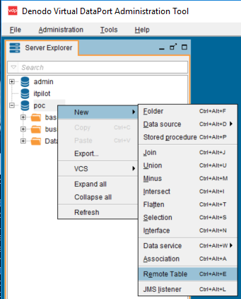 create remote table for ETL on Denodo