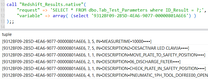 Data Virtuality Native procedure SQL sample using variable