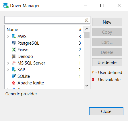 DBeaver Database Driver Manager