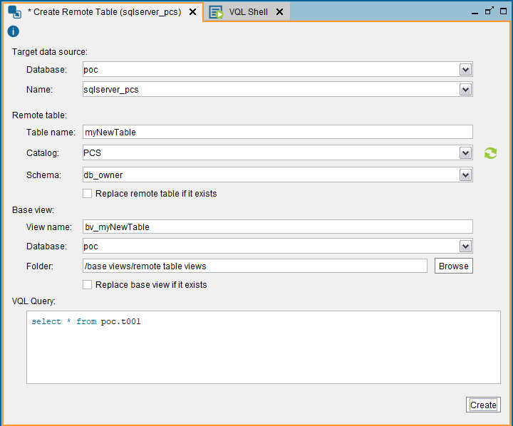 Denodo Remote Table VQL Query