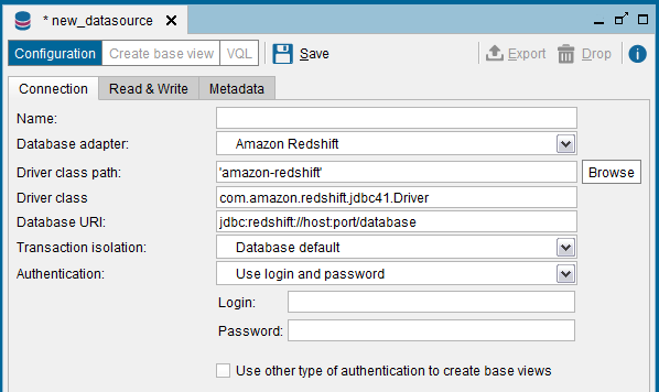 amazon redshift jdbc driver connection