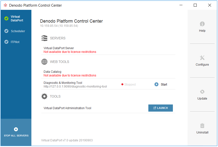 Denodo Data Virtualization Platform with expired license messages