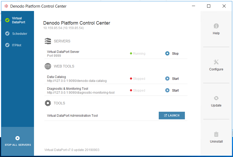 restart all services and tools on Denodo data virtualization platform