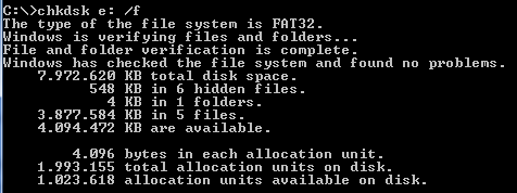 checkdisk command shows files are on USB drive but are not visible
