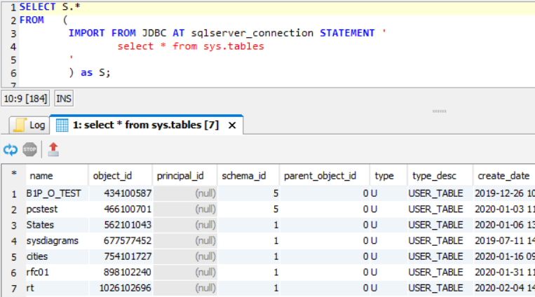 SQL query on Exasol database connected to SQL Server
