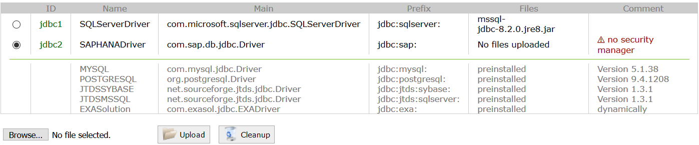 upload JDBC Driver file to Exasol cluster